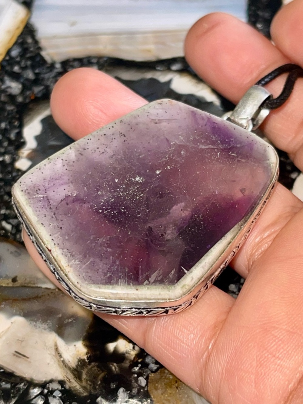 Beautiful Large Auralite Amethyst Pendant 2 1/2” - Picture 5 of 17